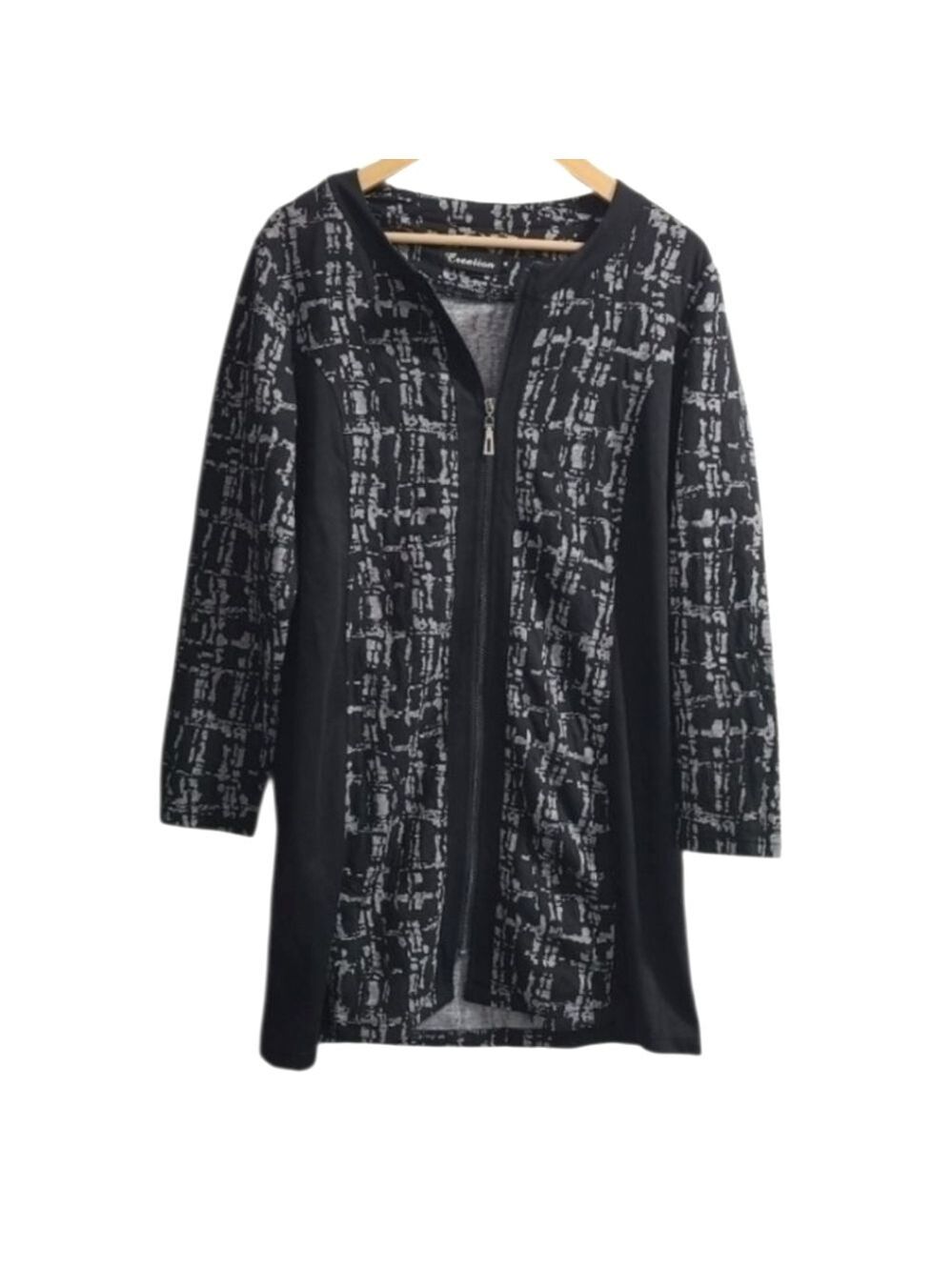 TRÏBE Full zippered Black & Gray Dress Jacket Coat Size Small NWT